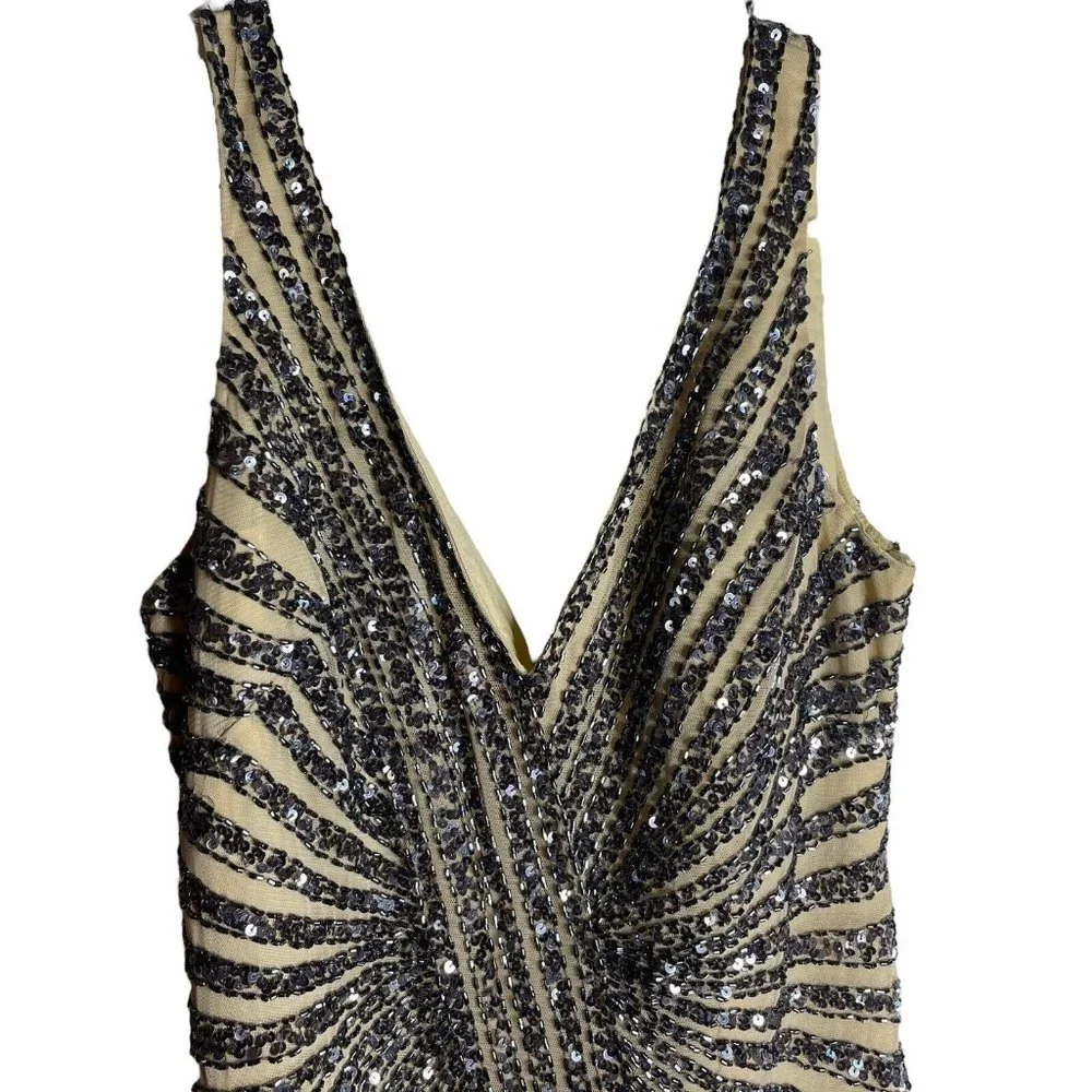 Basix Black Label Sequin Beaded Sleeveless Mini Dress Size 4 Cocktail Formal - Picture 2 of 9